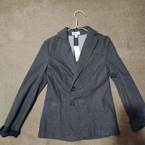 Croft & Barrow Charcoal Blazer with Polka Dot Trim